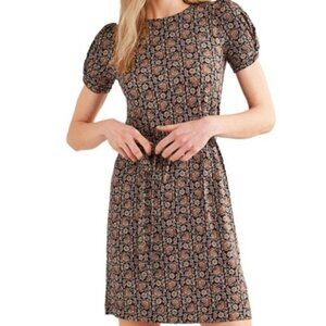 Boden Knot Detail Jersey Mini Dress in Black/Block Paisley Size 4 NWT